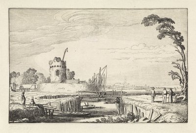 Figuras en un puerto y una torre Paisajes (título de la serie) Amenissimae aliquot requculae (título de la serie) de Jan van de Velde (II)