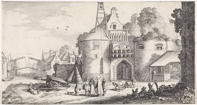 Cifras en una puerta de la ciudad Paisajes lúdicos y poemas entretenidos (título de la serie) de Jan van de Velde (II)