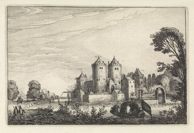 Cifras en un barco de recreo en un castillo Paisajes (título de la serie) Amenissimae aliquot requculae (título de la serie) de Jan van de Velde (II)