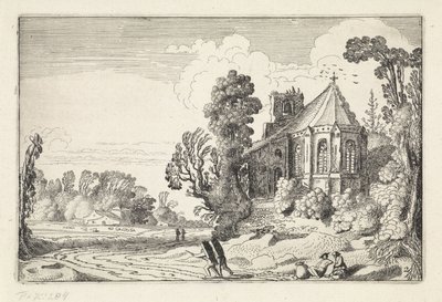 Cifras en un camino rural cerca de la ruina de una iglesia Paisajes (título de la serie) Amenissimae aliquot requculae (título de la serie) de Jan van de Velde (II)