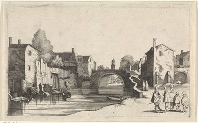 Vista de un canal en una ciudad Paisajes marinos (título de la serie) de Jan van de Velde (II)
