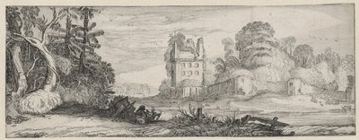 Vista de una casa en ruinas cerca de un muro
Paisajes y ruinas (título de la serie)
Amoenissimae aliquot Regiunculae (título de la serie) de Jan van de Velde (II)