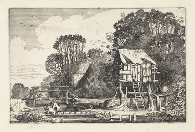 Pescadores en un barco cerca de un palomar Paisajes (título de la serie) Amenissimae aliquot requculae (título de la serie) de Jan van de Velde (II)