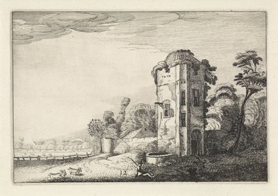 Pastor en una torre con un pozo Paisajes (título de la serie) Amenissimae aliquot requculae (título de la serie) de Jan van de Velde (II)