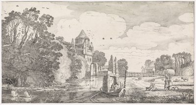 Pequeño Houtpoort en Haarlem Paisajes lúdicos y poemas entretenidos (título de la serie) de Jan van de Velde (II)