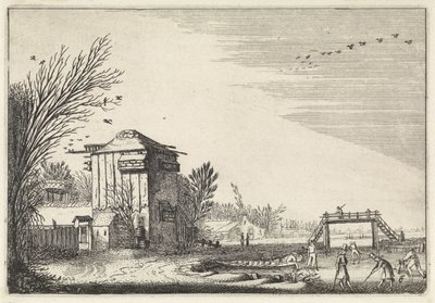 Flask jugadores en el hielo en un palomar Paisajes (título de la serie) Amenissimae aliquot requculae (título de la serie) de Jan van de Velde (II)