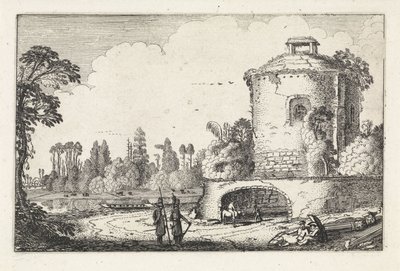 Paisaje con una torre redonda Paisajes (título de la serie) Amenissimae aliquot requculae (título de la serie) de Jan van de Velde (II)