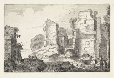 Paisaje con ruinas y un molino de agua Paisajes (título de la serie) Amenissimae aliquot requculae (título de la serie) de Jan van de Velde (II)