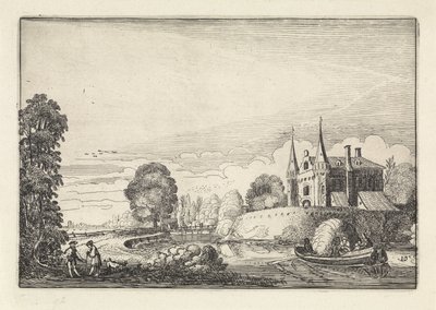 Embarcación de recreo en un foso Paisajes (título de la serie) Amenissimae aliquot requculae (título de la serie) de Jan van de Velde (II)