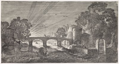 Vista al río al atardecer Paisajes lúdicos y poemas entretenidos (título de la serie) de Jan van de Velde (II)