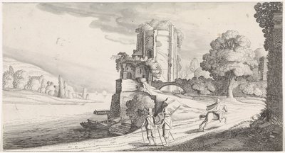 Torre redonda sobre un río Plaisante paisajes y entretenidos poemas (título de la serie) de Jan van de Velde (II)