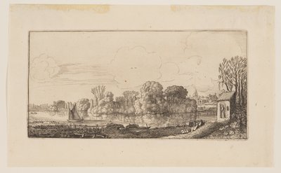 Una capillita junto a un estanque, de Seis paisajes de Jan van de Velde II