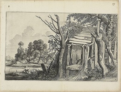 Cabaña en ruinas, lámina 4 de Paisajes de Jan van de Velde II