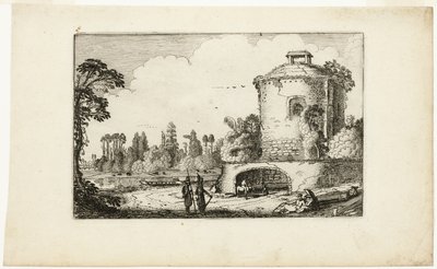 Paisaje con una torre redonda de Jan van de Velde II
