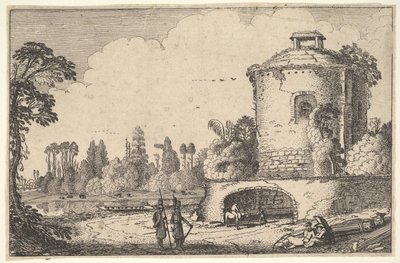 Paisaje con una torre redonda de Jan van de Velde II
