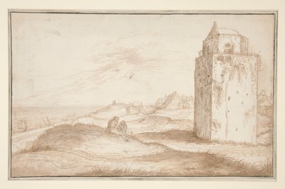 Las dunas y el faro cerca de Zandvoort de Jan van de Velde II