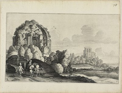 Viajeros frente al templo de Minerva Medica en Roma de Jan van de Velde II