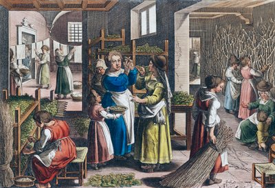 La producción de seda en Europa en el siglo XVI (impresión) de Jan van der (1523 1605) (after) Straet