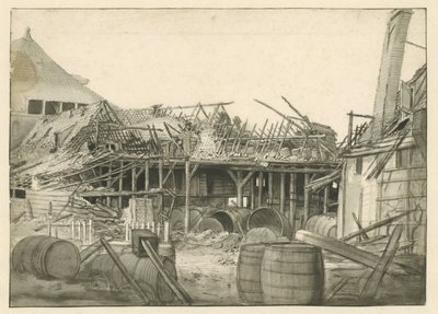 Restos de un almacén incendiado de Jan van der Heyden