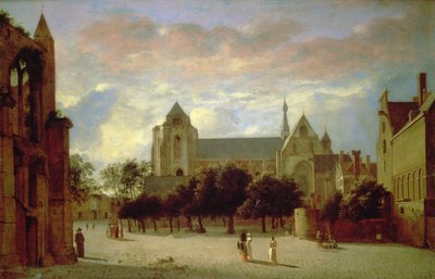 Vista de la Grote Kerk en Veere desde el sur de Jan van der Heyden