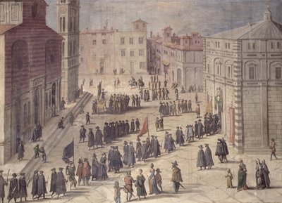 Festival de Homenaje en la Piazza del Duomo, Florencia, 1555 de Jan van der Straet