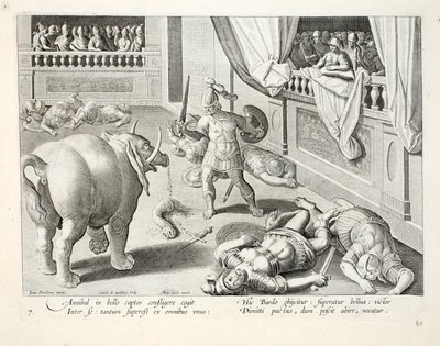 Aníbal hace que los romanos derrotados luchen entre sí, ilustración de 