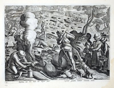 Cazando conejos, ilustración de 