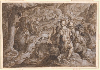 Hombres cazando íbices con sabuesos de Jan van der Straet