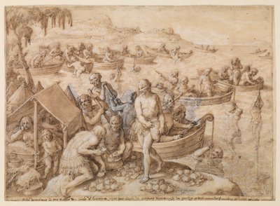 Buceo de perlas, c.1596 de Jan van der Straet