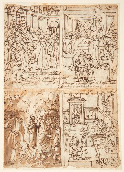 Ocho escenas de la vida de San Giovanni Gualberto (recto y verso) de Jan van der Straet, called Stradanus