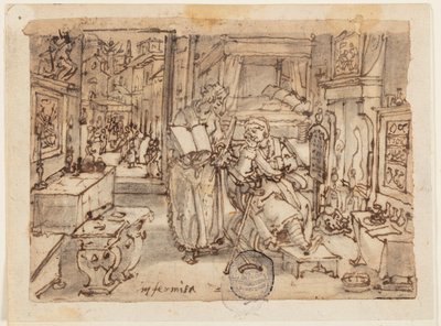 Página de un cuaderno de bocetos; Enfermedad de Jan van der Straet, called Stradanus