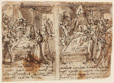 Página de un cuaderno de bocetos; El piadoso moribundo de Jan van der Straet, called Stradanus