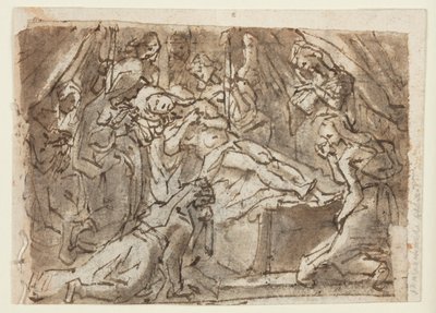 Recto: Lamentación sobre el Cristo muerto; Verso: Zeuxis pintando a Helena de Troya de Jan van der Straet, called Stradanus