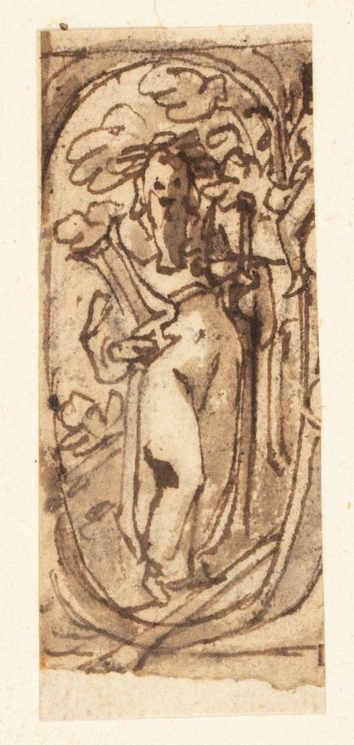 Página de cuaderno de bocetos con Homero de Jan van der Straet, called Stradanus
