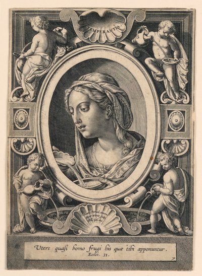 Templanza, lámina 7 de "VII Virtutim...Imagines" de Jan van der Straet, called Stradanus