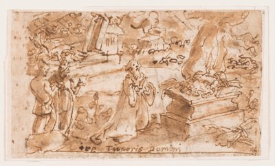 El sacrificio de Job, diseño preliminar para "Spiritus Timoris Domini" (El don del temor del Señor), placa 7 en la serie de grabados "Los siete dones del Espíritu Santo" de Jan van der Straet, called Stradanus