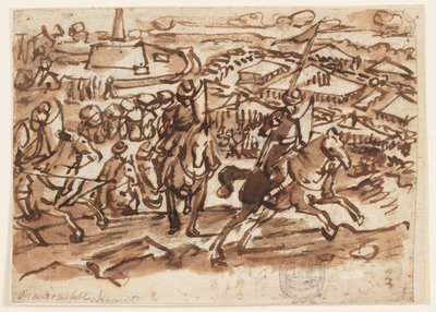 La retirada de los turcos después del sitio de Viena en 1529 de Jan van der Straet, called Stradanus
