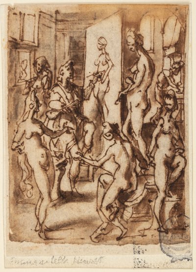 Zeuxis pintando a Helena de Jan van der Straet, called Stradanus