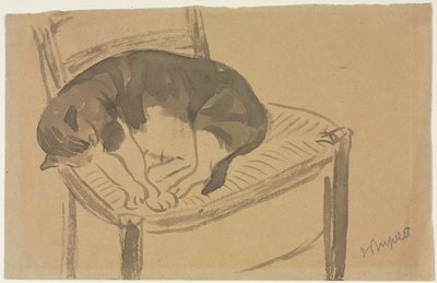 Gato durmiendo recto Torso de una mujer desnuda verso, primer tercio de 1900s de Jane Poupelet