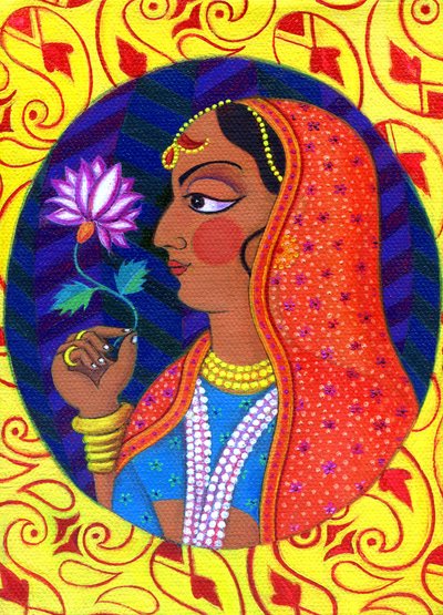 Maharani con flor blanca y rosa, 2011 de Jane Tattersfield