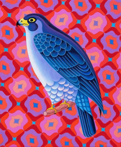 Halcón peregrino, 2023 (óleo sobre lienzo) de Jane Tattersfield