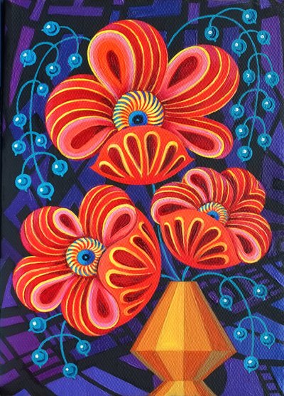 Flores rojas con bayas, 2016 de Jane Tattersfield