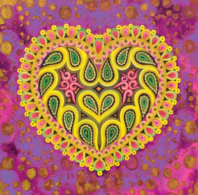 Corazón Folclórico de San Valentín en Rosa de Jane Tattersfield