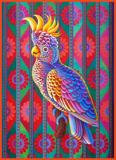 Cacatúa crestada amarilla, 2022 (óleo sobre lienzo) de Jane Tattersfield