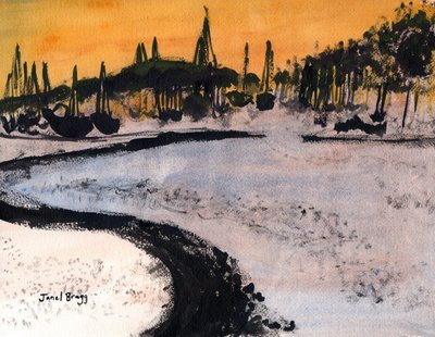 Cap Sante Marina en tinta, c.2020 (tinta y acuarela sobre papel) de Janel Bragg