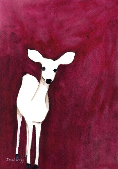 Ciervo en Cap Sante, c. 2014 (acuarela y tinta sobre papel) de Janel Bragg