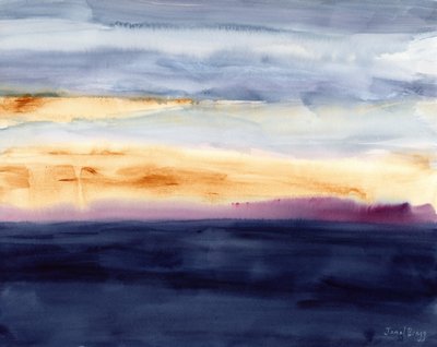 Canal de la Mancha desde Normandía, 2024 (acuarela y caseína sobre papel) de Janel Bragg