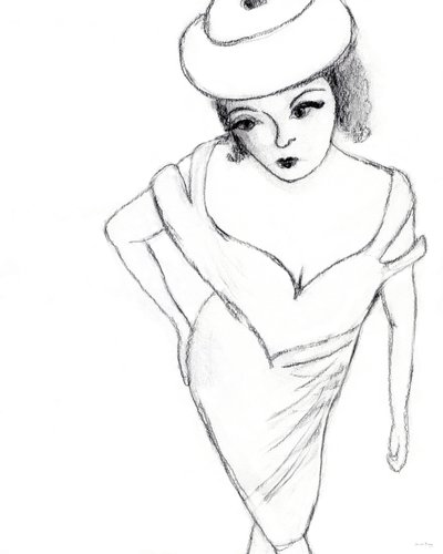 Fashion Molly, 2023 (lápiz sobre papel) de Janel Bragg