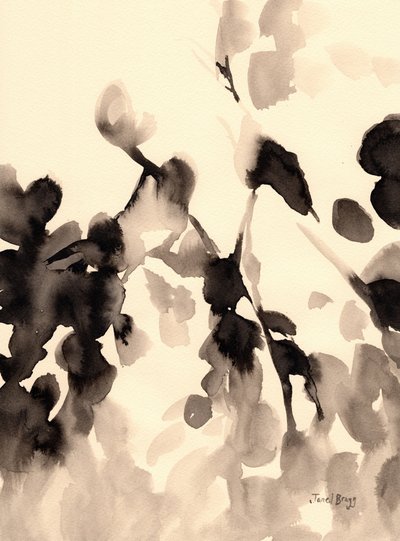 Hojas abstractas en tinta II, c.2019 (tinta sobre papel) de Janel Bragg