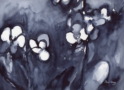 Orquídea en añil, c.2017 (acuarela sobre papel) de Janel Bragg